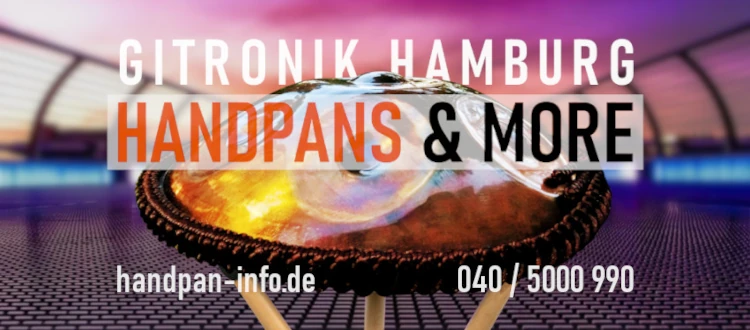 Werbegrafik: Gitronik Hamburg Handpans & More + Kontaktdaten